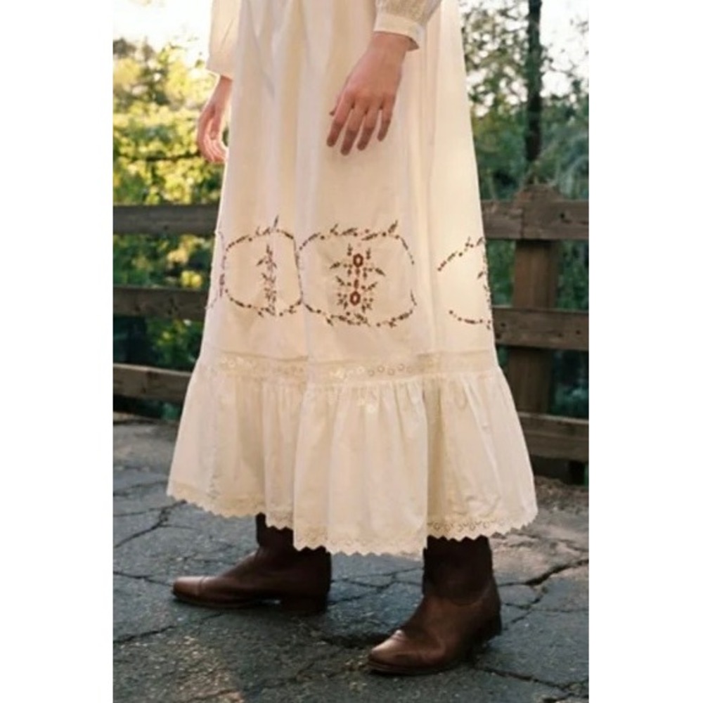 CHRISTY DAWN The Yolanda Organic Cotton Embroidered Maxi Dress Womens XL Cream - Picture 2 of 16